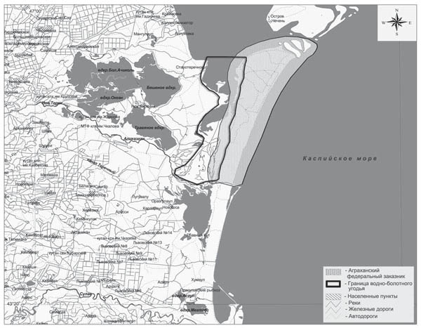 Аграханский залив на карте